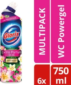 Glorix WC Powergel Toiletreiniger Pink Flower - 6 X 750 Ml - Voordeelverpakking -Schoonmaakproducten 1003x1200