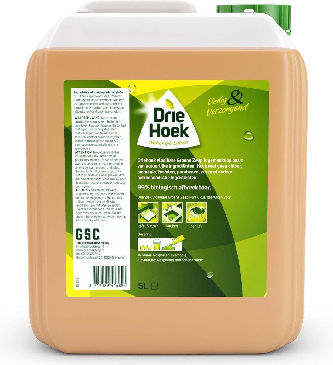 Driehoek - Vloeibare Groene Zeep - 5 Liter 2 Driehoek - Vloeibare Groene Zeep - 5 Liter - Afbeelding 2