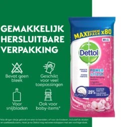 Dettol - Schoonmaakdoekjes - Power & Fresh - Kersenbloesem - 4 X 80 Stuks - Voordeelverpakking -Schoonmaakproducten 1165x1200 1