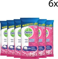 Dettol Schoonmaakdoekjes Power & Fresh - Kersenbloesem - 80 Stuks X6