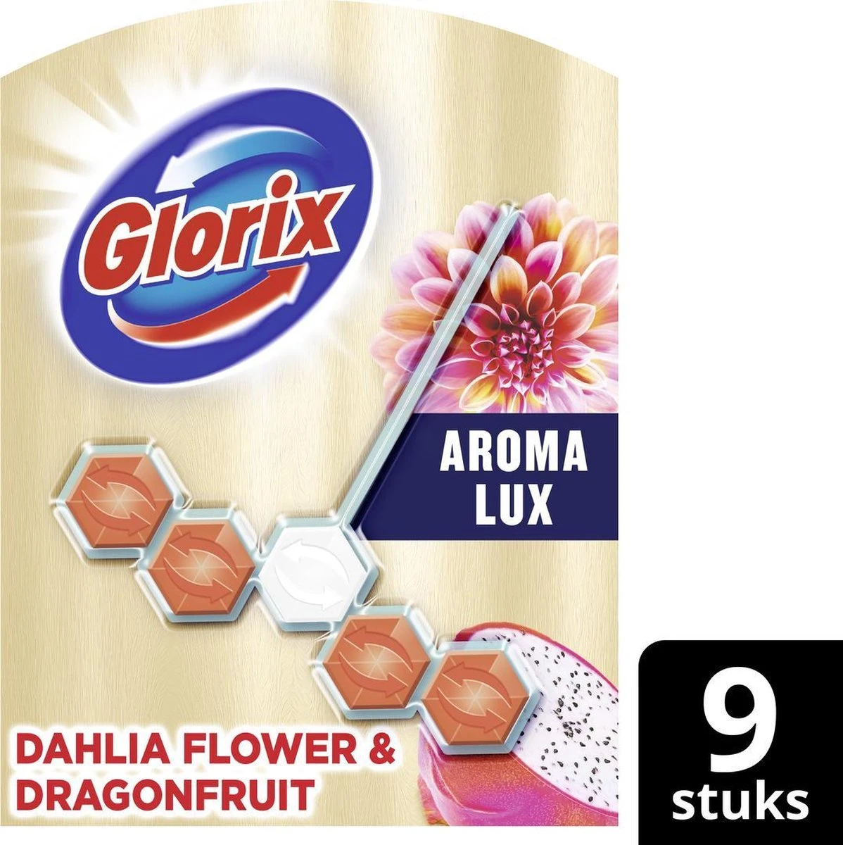 Glorix Aroma Lux Dahlia Flower & Dragonfruit - 9 Toiletblokken - Halfjaarbox - Voordeelverpakking 2 Glorix Aroma Lux Dahlia Flower & Dragonfruit - 9 Toiletblokken - Halfjaarbox - Voordeelverpakking - Afbeelding 2