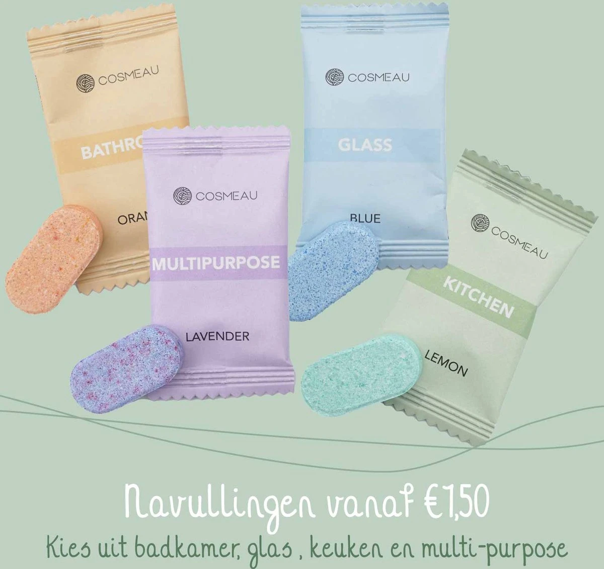 Cosmeau Schoonmaakmiddel Tabletten Cleaning Tabs Schoonmaak Tabs - Keukenreiniger - Badkamerreiniger Sanitair- Glasreiniger 8 Cosmeau Schoonmaakmiddel Tabletten Cleaning Tabs Schoonmaak Tabs - Keukenreiniger - Badkamerreiniger Sanitair- Glasreiniger - Afbeelding 8