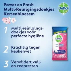 Dettol - Schoonmaakdoekjes - Power & Fresh - Kersenbloesem - 80 Stuks X8 -Schoonmaakproducten 1200x1200 112