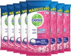 Dettol - Schoonmaakdoekjes - Power & Fresh - Kersenbloesem - 80 Stuks X8 -Schoonmaakproducten 1200x942