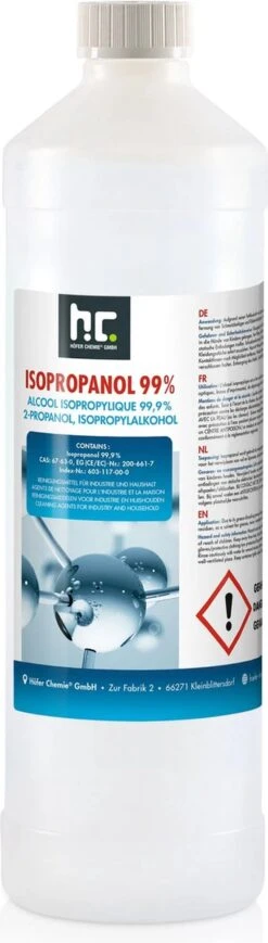 Isopropyl Alcohol - Isopropanol - IPA - Isopropyl - 99,9% Zuiver - 1000ml - Inclusief Trechter -Schoonmaakproducten 341x1200