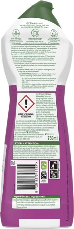 Cif CleanBoost Cream Pink Schuurmiddel - 8 X 750 Ml - Voordeelverpakking -Schoonmaakproducten 389x1200