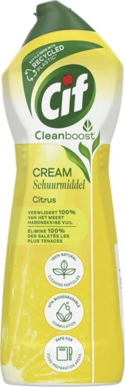 Cif CleanBoost Cream Citroen Schuurmiddel - 8 X 750 Ml - Voordeelverpakking -Schoonmaakproducten 390x1200 2