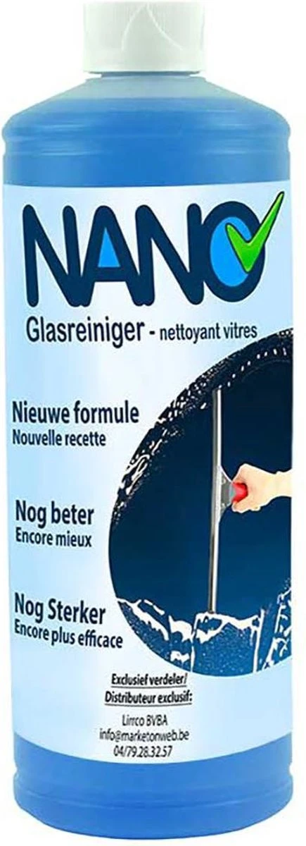NANO - Glasreiniger - Op Basis Van Alcohol - Voor Alle Soorten Glas En Spiegels - 1L 1 NANO - Glasreiniger - Op Basis Van Alcohol - Voor Alle Soorten Glas En Spiegels - 1L
