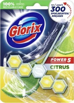 Glorix Power 5 Toiletblokken - Citroen - 9 Stuks - Voordeelverpakking -Schoonmaakproducten 861x1200 1