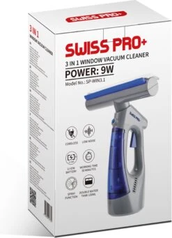 Swiss Pro+ Ruitenreiniger 3 In 1 WV 2 Blue Edition Window Vac - Ca. 120 M² - Waterzuiger - Incl. Smalle Zuigmond - Oplaadbaar - Raamwisser - Streeploos - Clicksystem - 2 Microvezeldoekjes - Met Sprayfunctie - Low Noise - Hepafilter -Schoonmaakproducten 870x1200 1