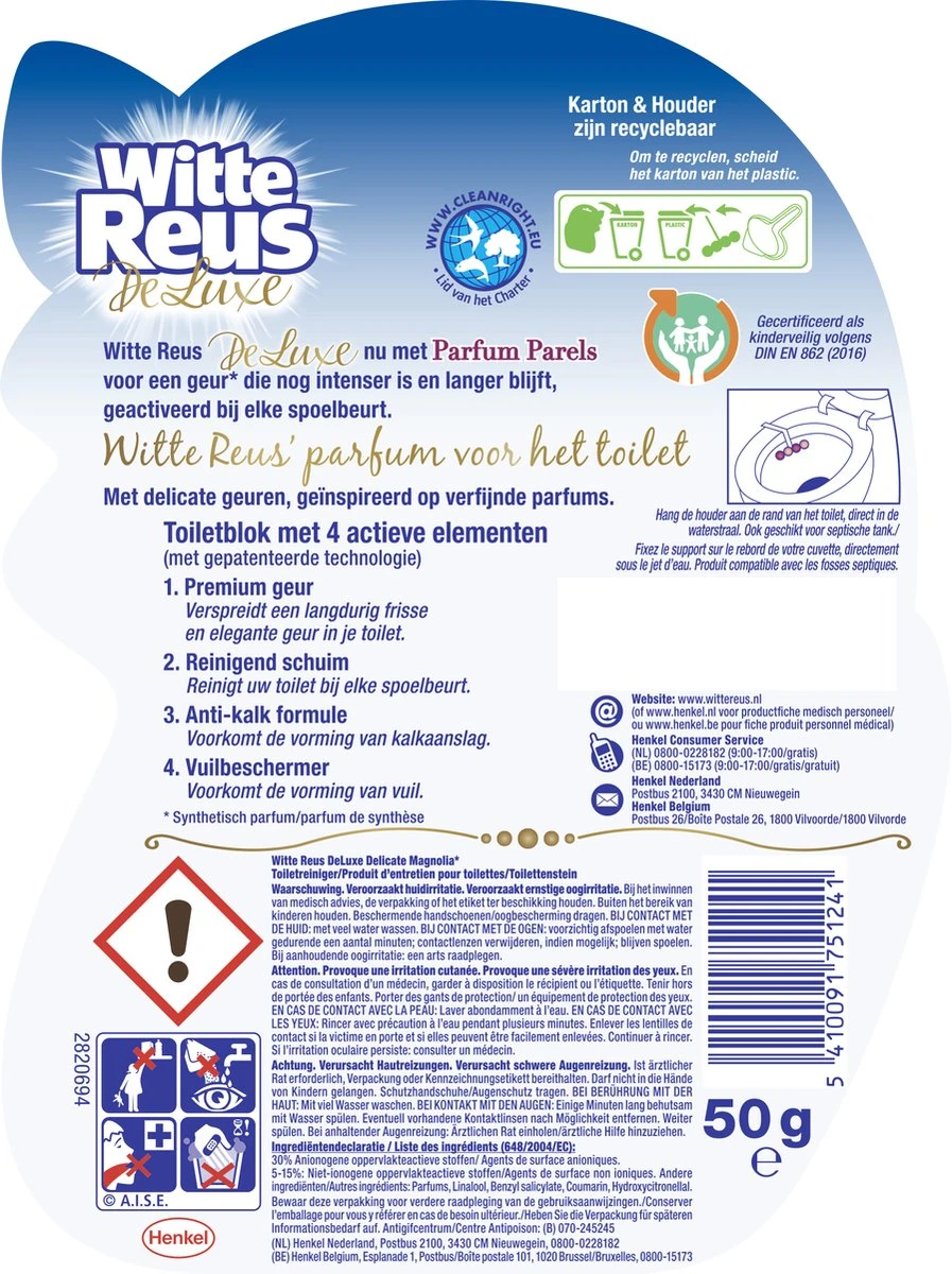 Witte Reus DeLuxe Toiletblok - Delicate Magnolia - WC Blokjes Voordeelverpakking - 10 Stuks 10 Witte Reus DeLuxe Toiletblok - Delicate Magnolia - WC Blokjes Voordeelverpakking - 10 Stuks - Afbeelding 10